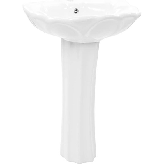 vidaXL Vasque à poser avec colonne Céramique blanche 580x510x200 mm