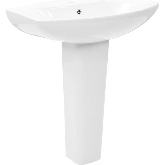 vidaXL Vasque à poser avec colonne Céramique blanche 650x520x200 mm