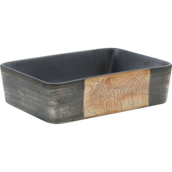 vidaXL Vasque à poser Noir Marron Rectangle 46x35,5x13cm Céramique