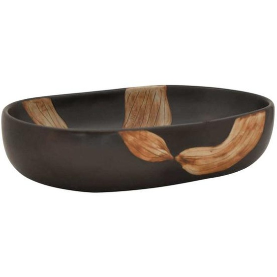 vidaXL Vasque à poser Noir Ovale 59x40x14 cm Céramique