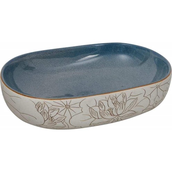 vidaXL Vasque à poser Sable Bleu Ovale 59x40x14 cm Céramique