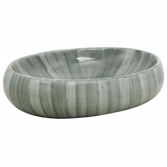 vidaXL Vasque à poser Vert Ovale 59x40x15 cm Céramique