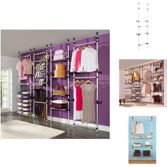 vidaXL Vestiaire télescopique avec tringles et étagère Aluminium - Armoires à vêtements