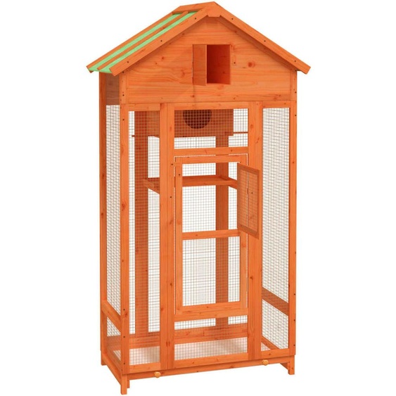 vidaXL Volière brune 91,5x53x170 cm Pin massif