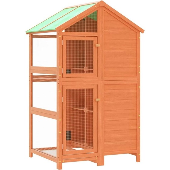 vidaXL Volière brune 97x81x152 cm pin massif