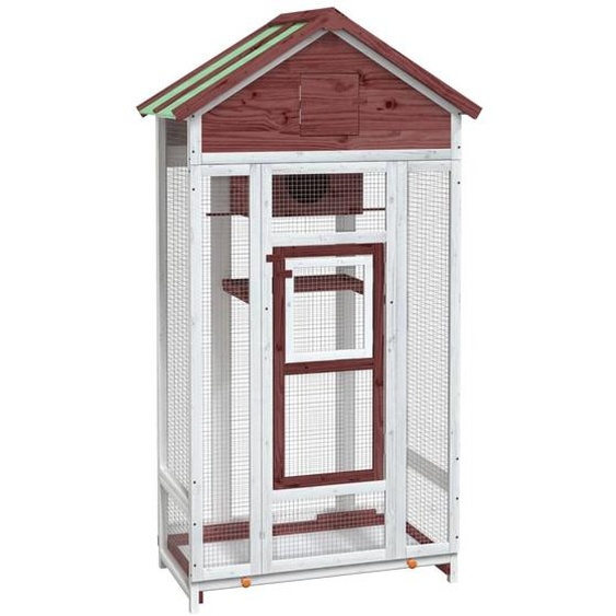 vidaXL Volière Mokka 91,5x53x170 cm Pin massif