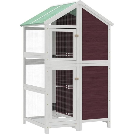 vidaXL Volière Mokka 97x81x152 cm Bois massif Pin