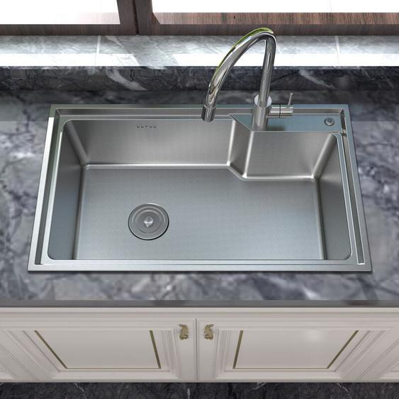 Meje - vier de cuisine en acier inoxydable 75 x 45 x 22,5 cm , avec trou derobinet