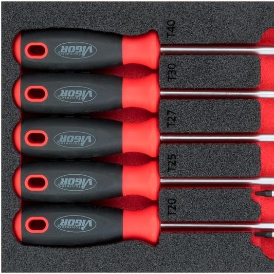 VIGOR V4991 Jeu de tournevis T T-profile T  T6 - T40  Nombre doutils : 11
