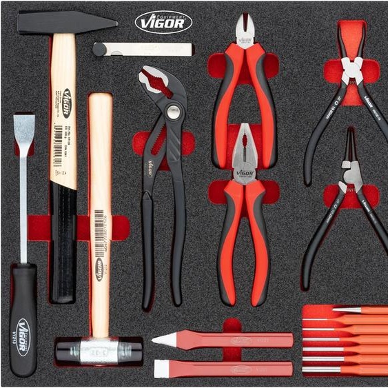 VIGOR V5637N Jeu de ciseaux ∙ marteau et pince ∙563 mm x 393 mm x 35 mm