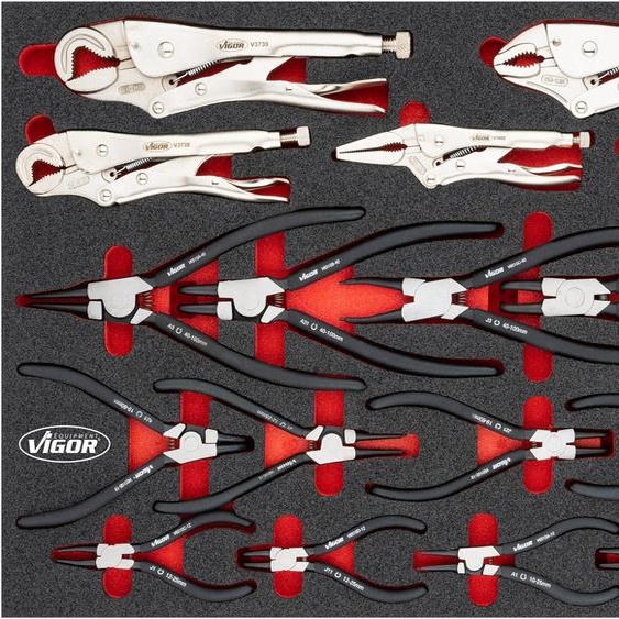 VIGOR V6816N Jeu de pinces 563 mm x 393 mm x 35 mm  Nombre doutils : 17