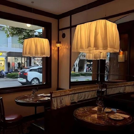 VIGOUS Minimalisme Wabi Sabi tissu blanc suspension lampe salon salle à manger chambre B & B décor à la maison LED tissu Droplight luminaires dintérieur