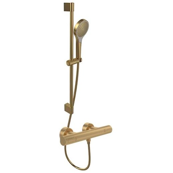 Villeroy&boch - Mitigeur douche thermostatique villeroy et boch Universal rond + Ensemble de douche Verve Showers 3 jets Or brossé