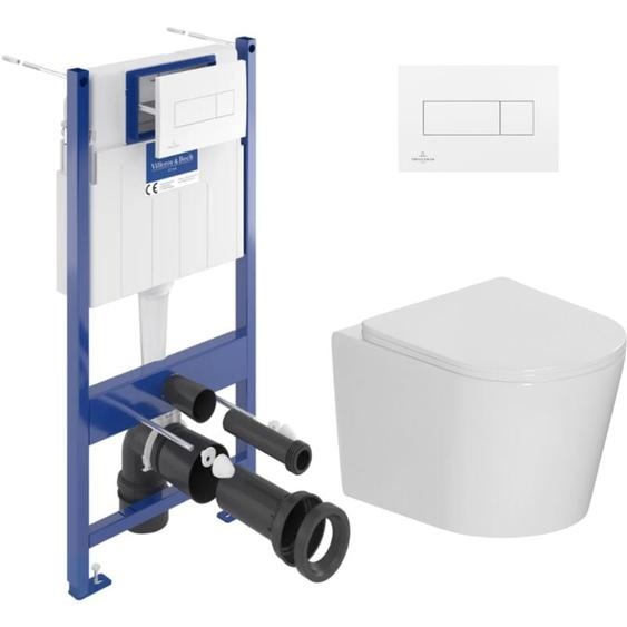 Villeroy&boch - Pack wc bâti-support sol-mur + wc suspendu sans bride Ceramia + abattant SoftClose + plaque blanche (VCNCETOR2)