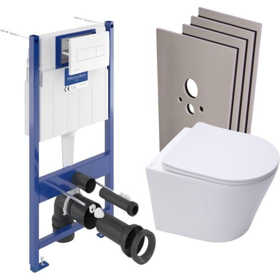 Villeroy&boch - Pack wc bâti-support + wc sat Infinitio + Abattant softclose + Plaque blanche + Set dhabillage