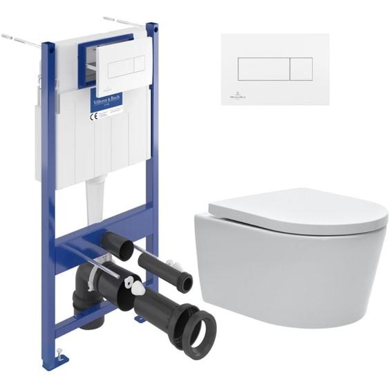 Villeroy&boch - Pack wc Bâti-support + wc sat sans bride et fixations invisibles + Plaque blanche (ViConnectSATrimless-2)