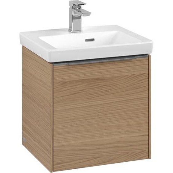 Villeroy und Boch Subway 3.0 Villeroy et Boch vasque C58100VJ 42,3x42,9x37,75cm, charnière gauche / poignée aluminium brillant, chêne nordique
