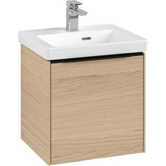 Villeroy und Boch Subway 3.0 Villeroy et Boch vasque C58101VJ 42,3x42,9x37,75cm, charnière gauche / poignée Volcano noir, chêne nordique