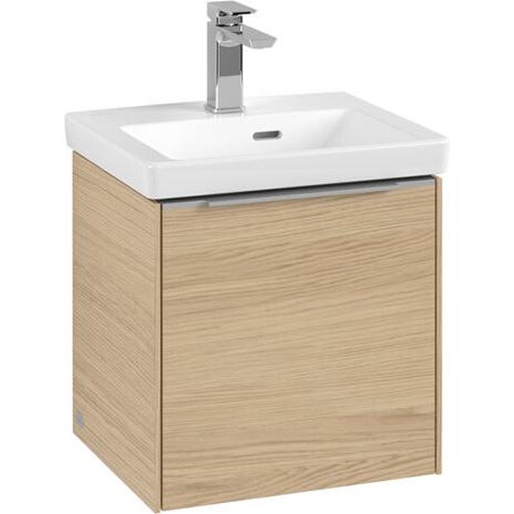 Villeroy und Boch Subway 3.0 Villeroy et Boch vasque C58200VJ 42,3x42,9x37,75cm, charnière à droite / poignée aluminium brillant, chêne nordique