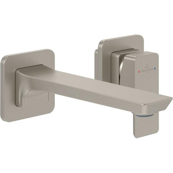 Villeroy und Boch Villeroy et Boch Subway 3.0 mitigeur lavabo 2 trous TVW11200700064 bec fixe, sans garniture de vidange , montage mural, nickel brossé noir
