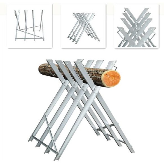 VINGO Tréteau de sciage en métal galvanisé, capacité de charge de 150 kg 80x81x80cm Tréteau de sciage pour scie à bois Tréteau de sciage pour différentes épaisseurs de troncs