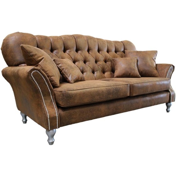 Vintage Chesterfield Sofagarnitur Couch Polster Sofa Leder 3+1 Sitzer Set 2tlg.