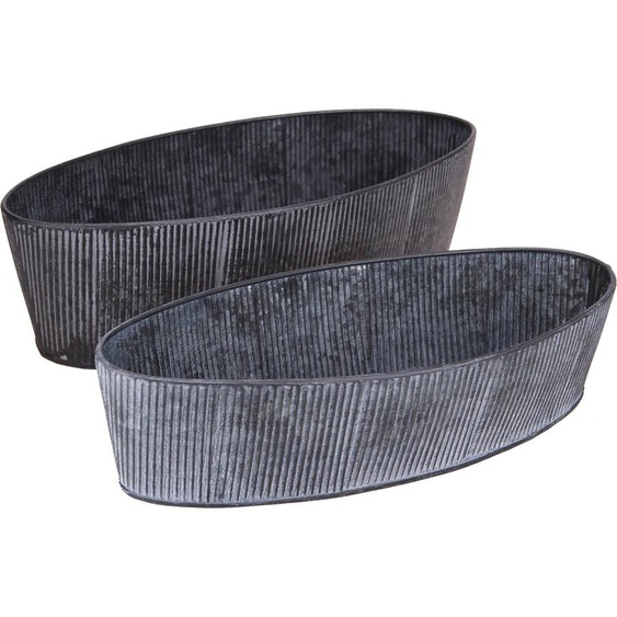 Vintage Coupe en métal Ovale Noir Gris, Lot de 2