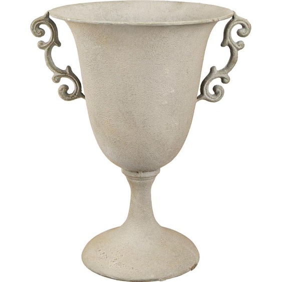 Vintage Metal Cup Grey, Coupe décorative avec anses, aspect antique, Ø20,5cm H26,5cm, Pour la décoration de table & le bac à plantes