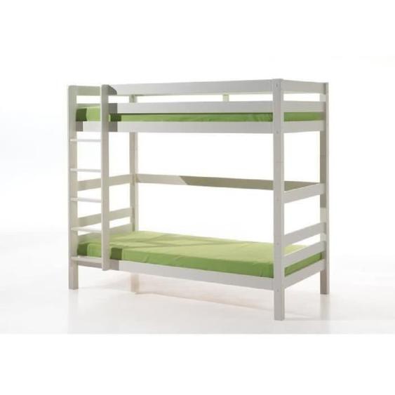 Vipack - PINO Lit superposé 180cm + 2 tiroirs - 90x200 cm - Blanc