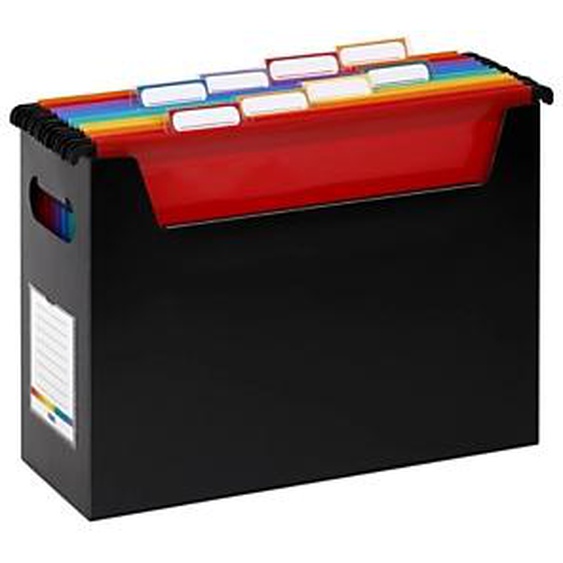 Viquel Bac de classement Rainbow Class en polypropylène avec 8 dossiers suspendus A4  - Noir / Multicolores