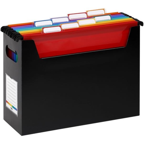 Viquel Bac de classement Rainbow Class en polypropylène avec 8 dossiers suspendus A4  - Noir / Multicolores