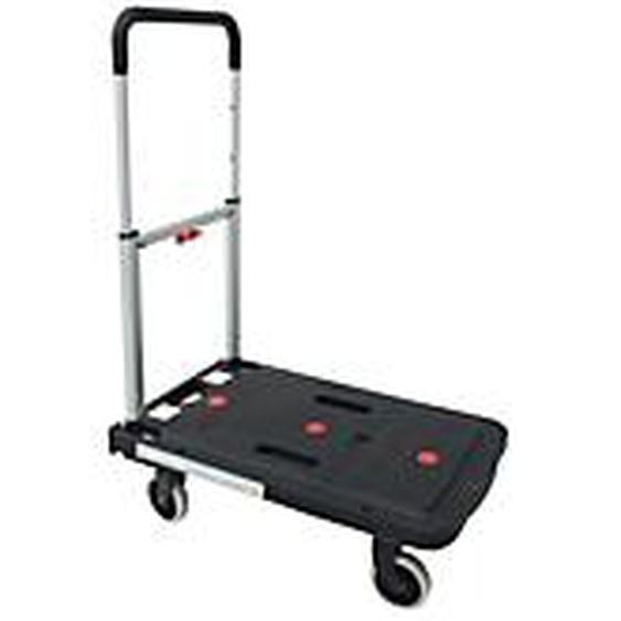 VISO Chariot pliant pour support de charges jusquà 130 kg, plateau en polypropylène - Noir