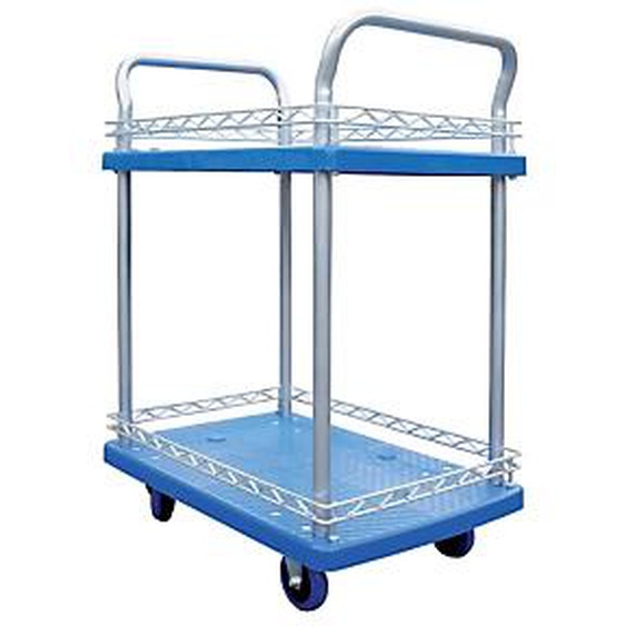 VISO Servante 2 plateaux en polypropylène, charge maximale 150 kg, dimensions L. 72 cm, l. 48,5 cm, H. 95 cm.