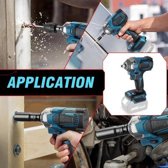 Visseuse à chocs sans fil 18 V, compatible avec Makita – 700 Nm, 1/2 sans balais – Visseuse sans fil avec clés à douille – Kit de visseuses sans fil