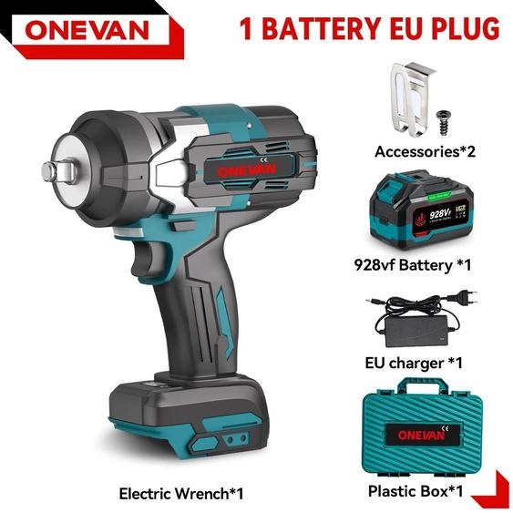 Visseuse à chocs sans fil - 18 V - Couple élevé de 2 800 Nm - Moteur sans balais - 0–8 500 coups/minute - 1 grande batterie - Gris