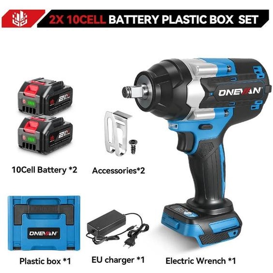 Visseuse à chocs sans fil - 18 V - Moteur sans balais - Couple de 1 200 Nm - Emmanchement carré de 12,7 mm - 7 000 tr/min - 7 700 coups/min - 2 batteries - Orange