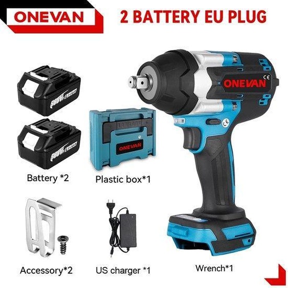 Visseuse à chocs sans fil 1800 Nm, 1500 W, bleu/noir, kit complet