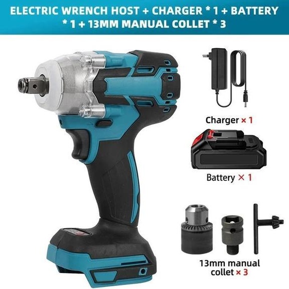 Visseuse à chocs sans fil, 18V sans balais, 520 Nm, compatible avec les batteries Makita 18V, noire, 1x batterie incluse