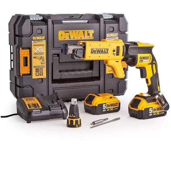 Visseuse à placo 18V Dewalt DCF620P2K-QW Brushless avec coffret, 2 batteries 5,0 Ah et un chargeur pour vis à bande