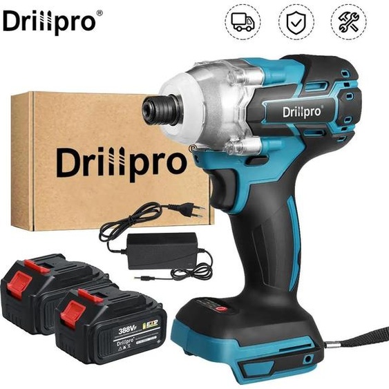 Visseuse et perceuse sans fil - Moteur sans balais - 520 Nm - 18 V - 3300 tr/min - 2 batteries - Beige