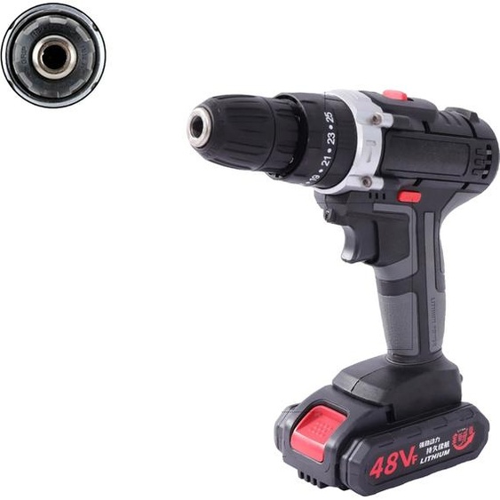 visseuse sans fil 48V, couple de 25-28 Nm, vitesse de 1350 tr/min, noire