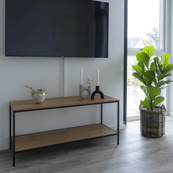 Vita - Meuble TV en bois et métal L100cm - Couleur - Bois clair / noir