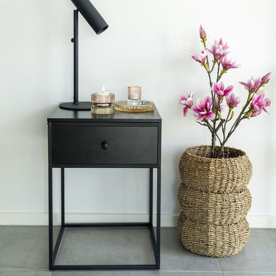 Vita - Table de chevet avec tiroir en bois et métal - Couleur - Noir