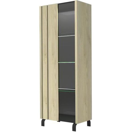 Vitrine 1 porte - Décor chêne - L 73 x P 40 x H 183 cm - SCIAE - Industriel - Loft