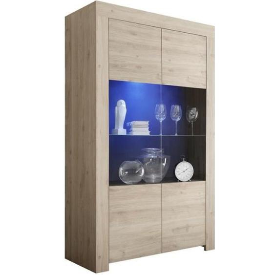 Vitrine 2 portes Chêne naturel - PISE - L 110 x l 42 x H 186
