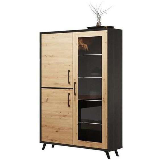 Vitrine 3 portes avec LED Wiva - Naturel