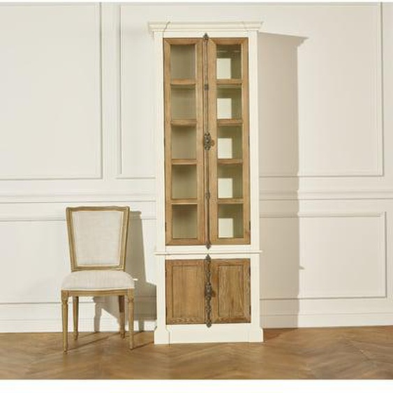 Vitrine ARAGON, en chêne, patine shabby blanche