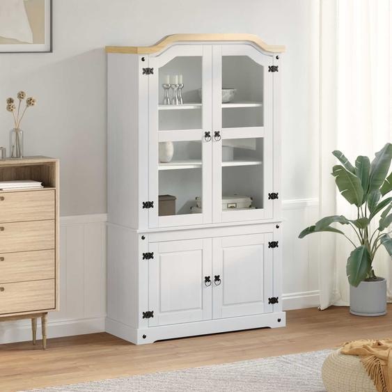 Vitrine Blanc 103,5 x 42 x 180 cm Pin massif