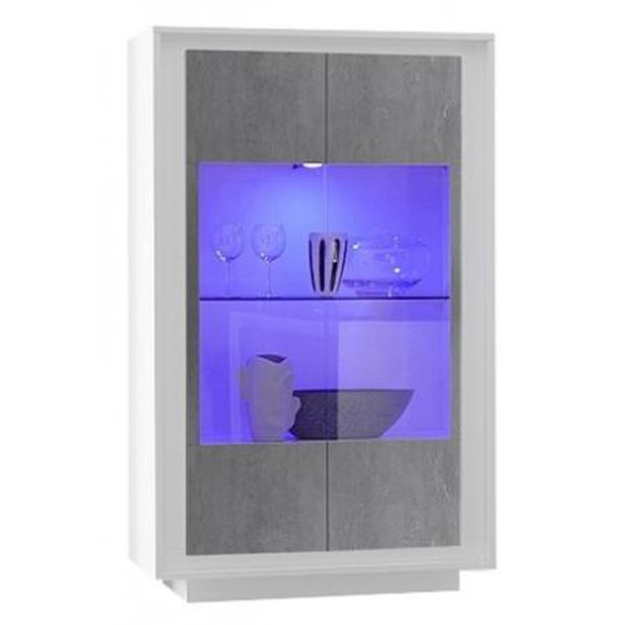Vitrine design lumineuse béton et blanc mat - Dov