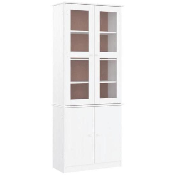 Vitrine en verre - MOTHINESSTO - ALTA - Bois de pin massif - 2 portes - 77x35x186,5 cm